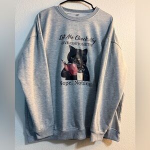 Gray Cat Graphic Sweatshirt